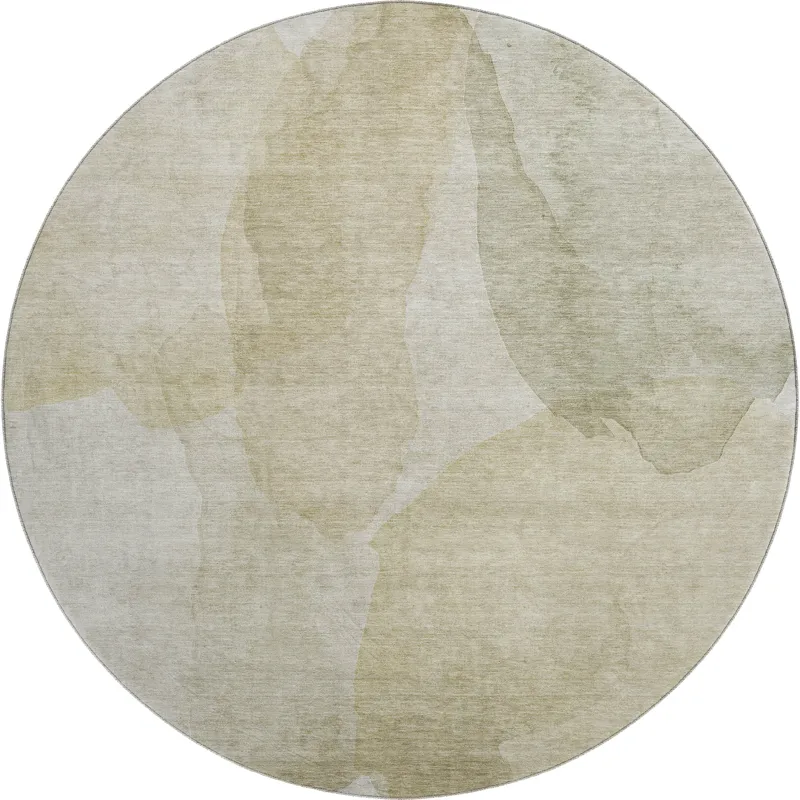 Luxury Washable Indoor/Outdoor Ravenna Putty 8\' x 8\' Round Rug