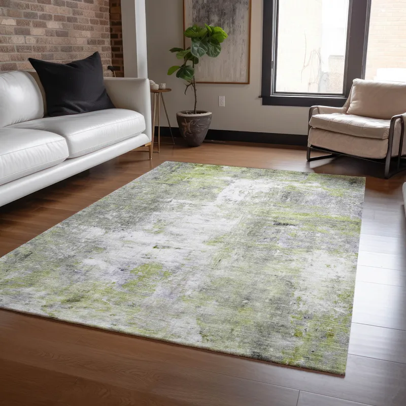Luxury Washable Indoor/Outdoor Ravenna Aloe 5\' x 7\'6\" Rug