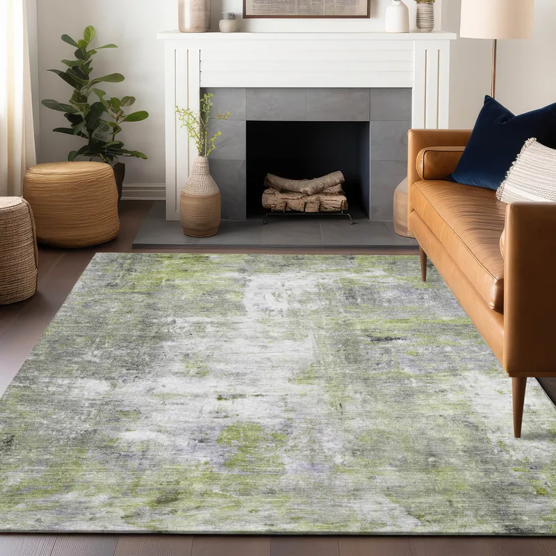 Luxury Washable Indoor/Outdoor Ravenna Aloe 5\' x 7\'6\" Rug