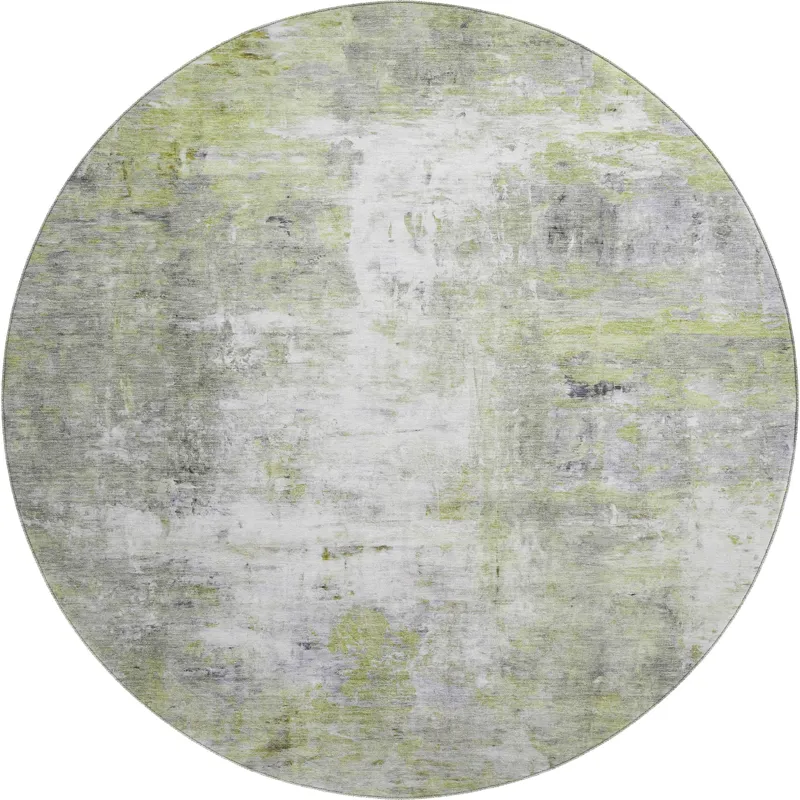 Luxury Washable Indoor/Outdoor Ravenna Aloe 8\' x 8\' Round Rug