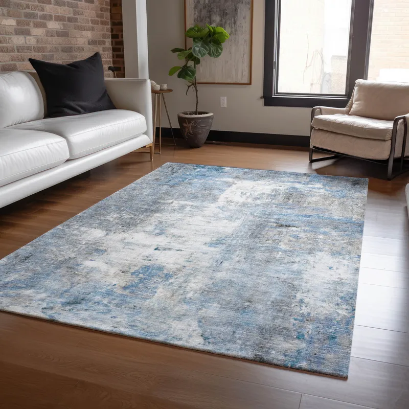 Luxury Washable Indoor/Outdoor Ravenna Blue 10\' x 14\' Rug