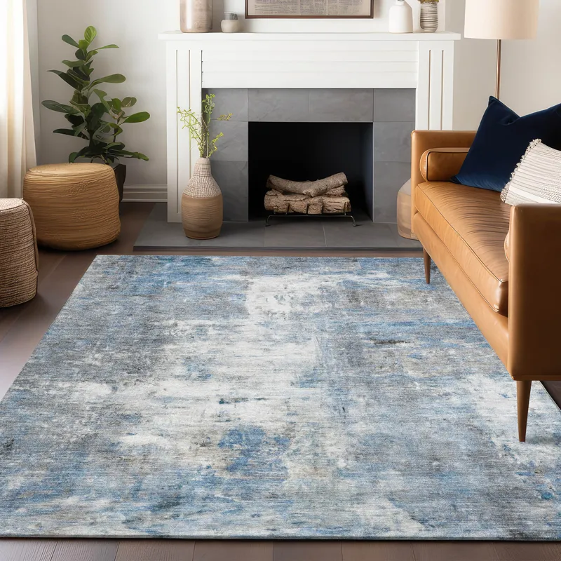 Luxury Washable Indoor/Outdoor Ravenna Blue 10\' x 14\' Rug