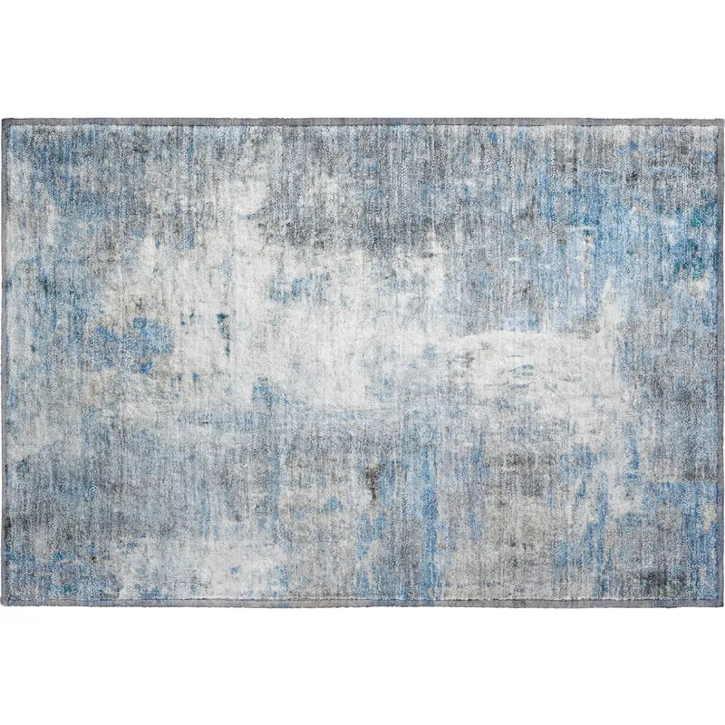Luxury Washable Indoor/Outdoor Ravenna Blue 1\'8\" x 2\'6\" Rug