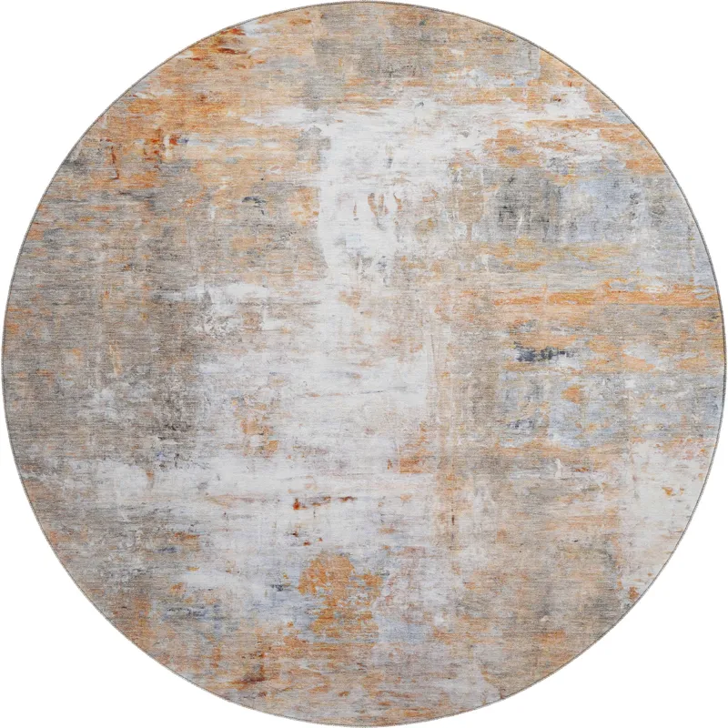 Luxury Washable Indoor/Outdoor Ravenna Copper 8\' x 8\' Round Rug