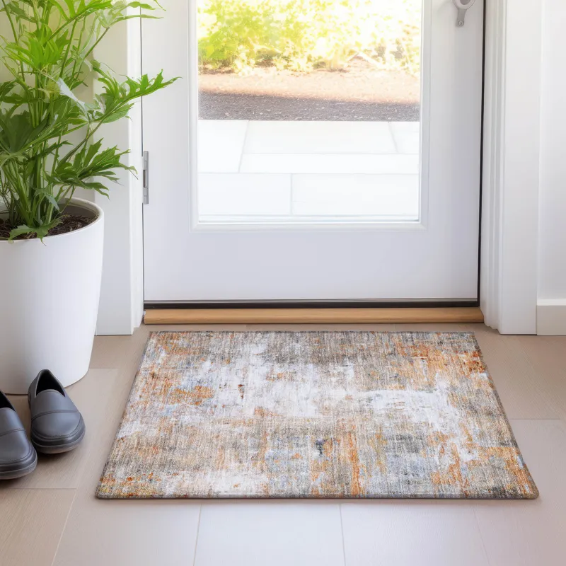 Luxury Washable Indoor/Outdoor Ravenna Copper 1\'8\" x 2\'6\" Rug