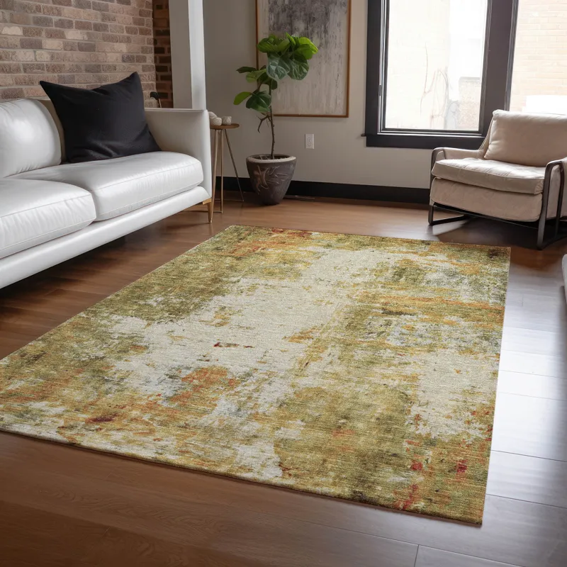 Luxury Washable Indoor/Outdoor Ravenna Olive 8\' x 10\' Rug