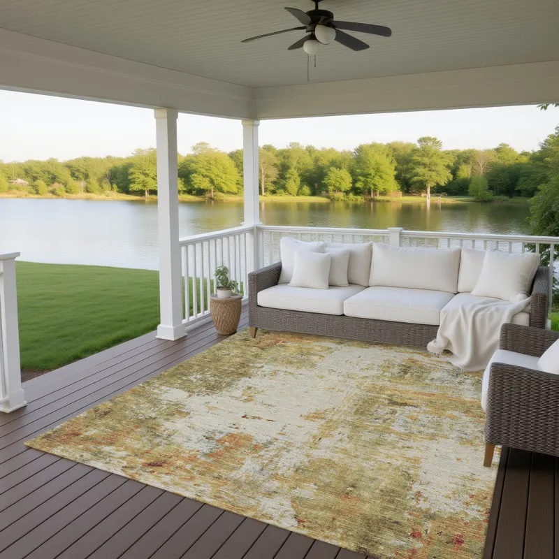 Luxury Washable Indoor/Outdoor Ravenna Olive 8\' x 10\' Rug