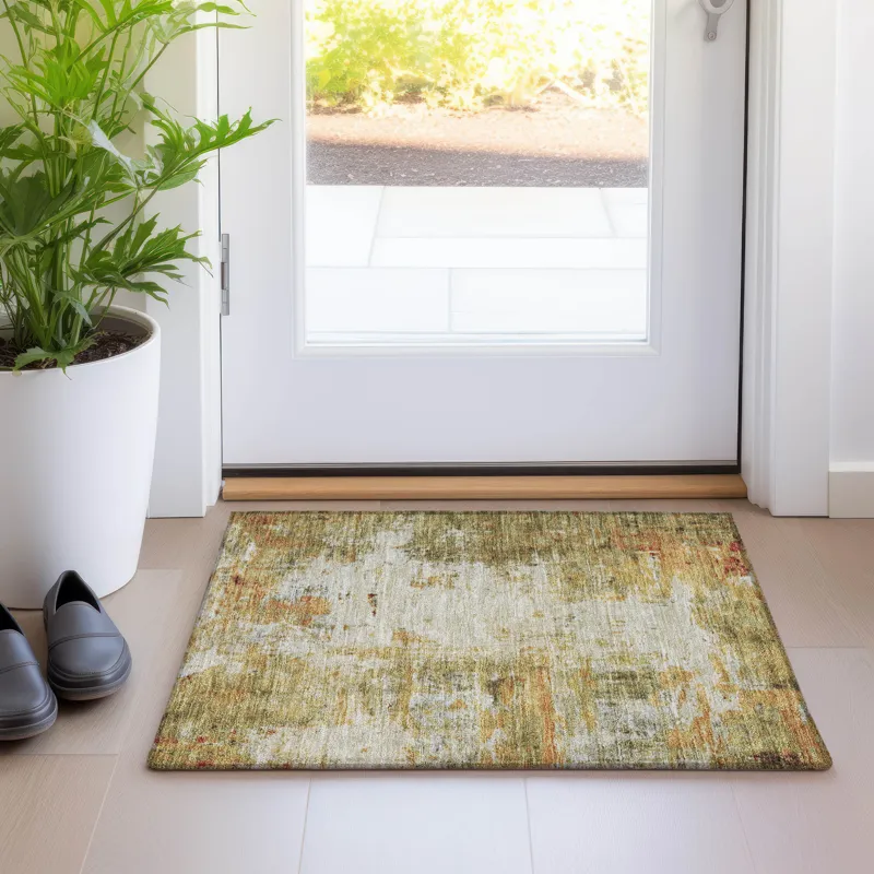 Luxury Washable Indoor/Outdoor Ravenna Olive 1\'8\" x 2\'6\" Rug