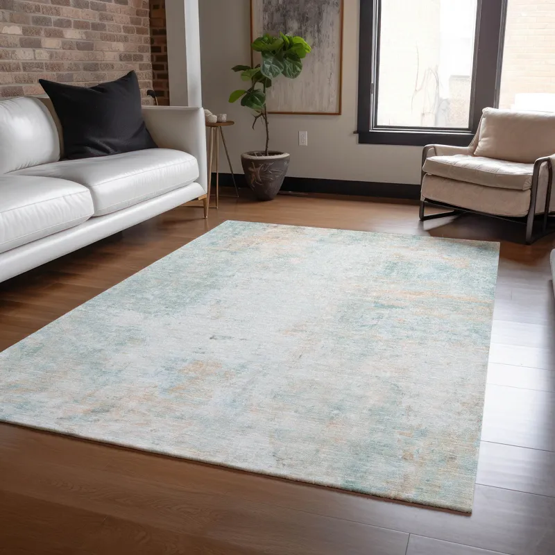 Luxury Washable Indoor/Outdoor Ravenna Seafoam 8\' x 10\' Rug