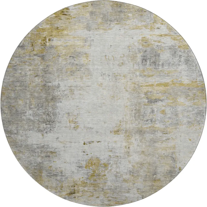 Luxury Washable Indoor/Outdoor Ravenna Taupe 8\' x 8\' Round Rug