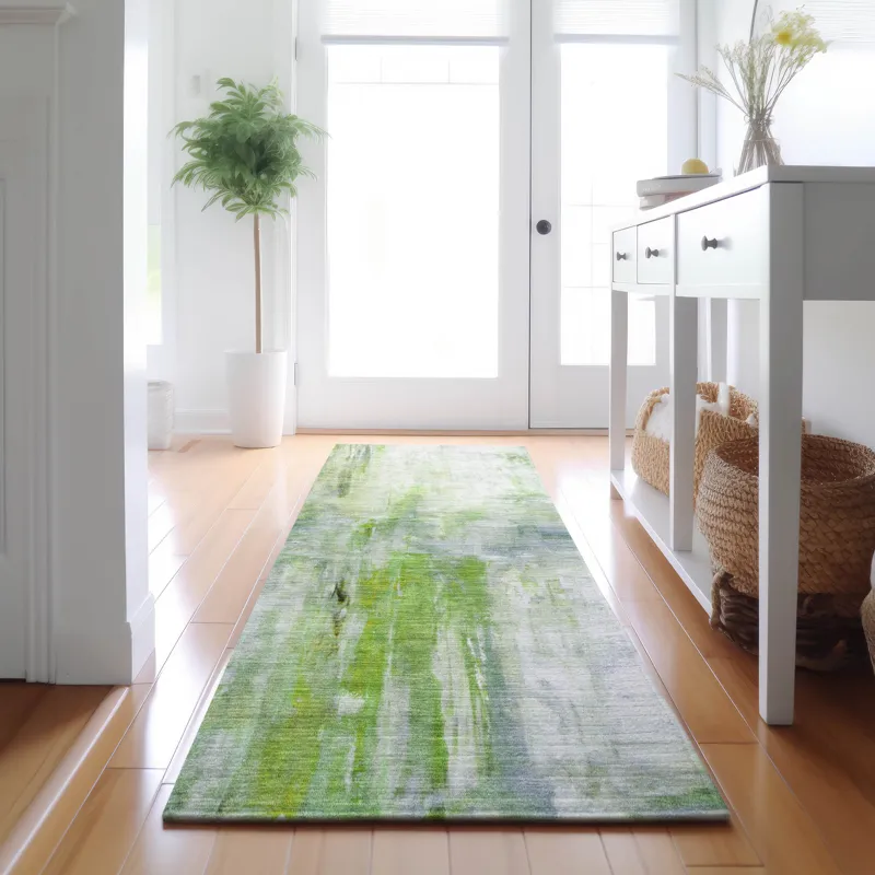 Luxury Washable Indoor/Outdoor Ravenna Aloe 2\'3\" x 7\'6\" Runner Rug