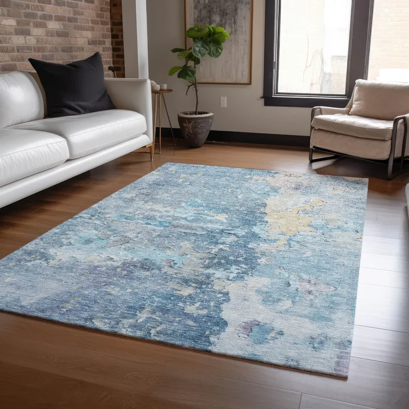 Luxury Washable Indoor/Outdoor Ravenna Blue 3\' x 5\' Rug