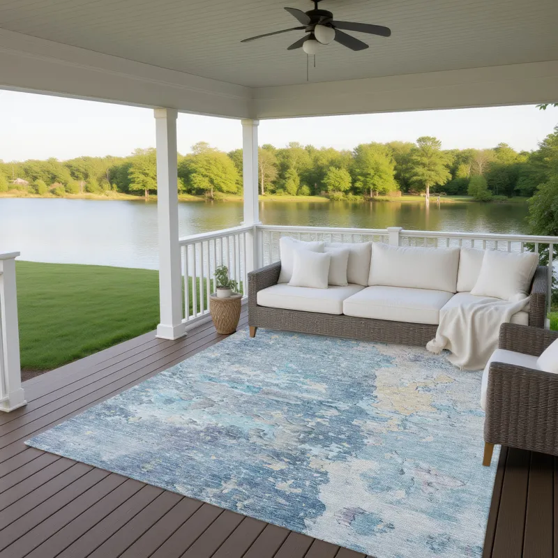 Luxury Washable Indoor/Outdoor Ravenna Blue 3\' x 5\' Rug