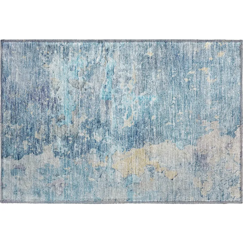 Luxury Washable Indoor/Outdoor Ravenna Blue 1\'8\" x 2\'6\" Rug