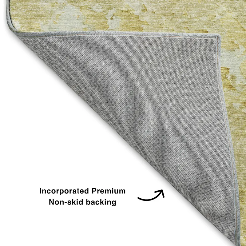 Luxury Washable Indoor/Outdoor Ravenna Gold 3\' x 5\' Rug
