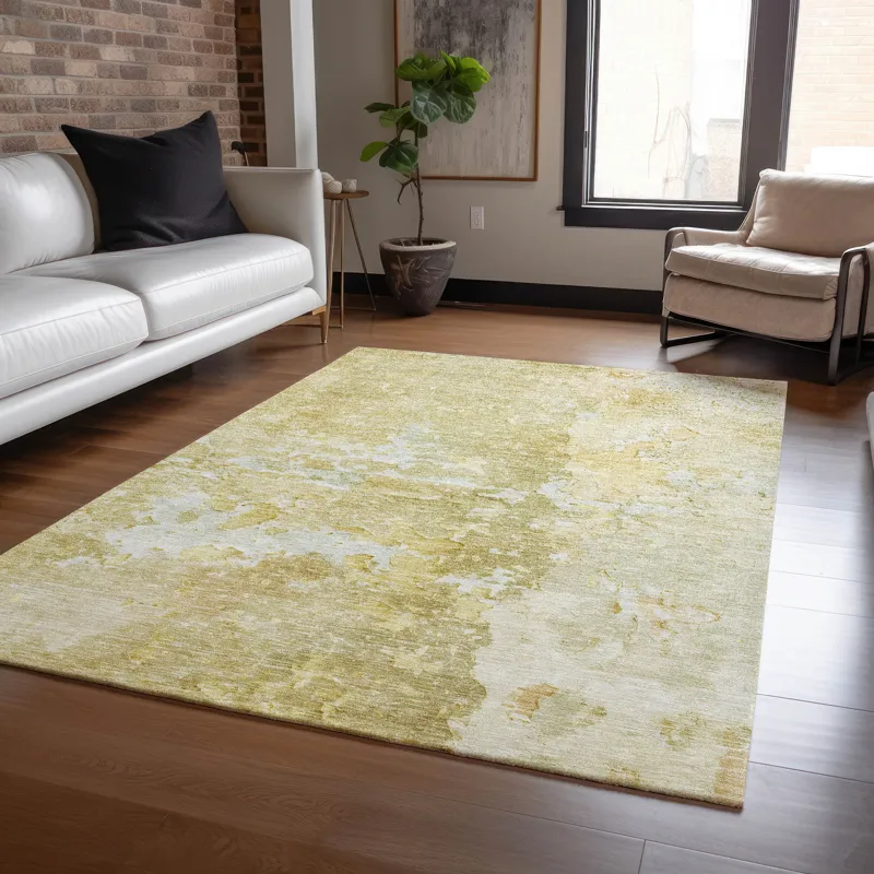 Luxury Washable Indoor/Outdoor Ravenna Gold 3\' x 5\' Rug