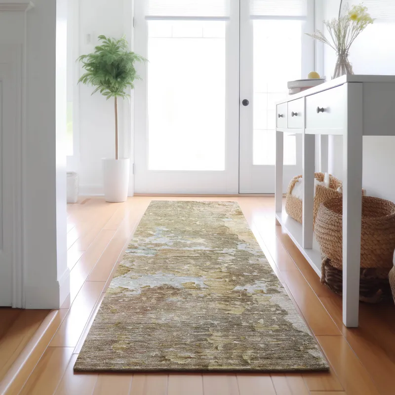 Luxury Washable Indoor/Outdoor Ravenna Khaki 2\'3\" x 7\'6\" Runner Rug