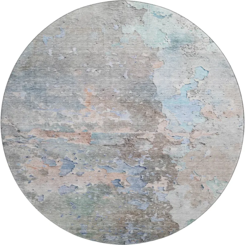 Luxury Washable Indoor/Outdoor Ravenna Taupe 8\' x 8\' Round Rug