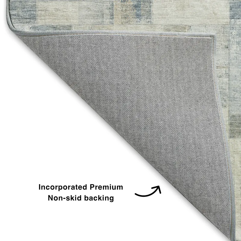 Luxury Washable Indoor/Outdoor Ravenna Denim 1\'8\" x 2\'6\" Rug