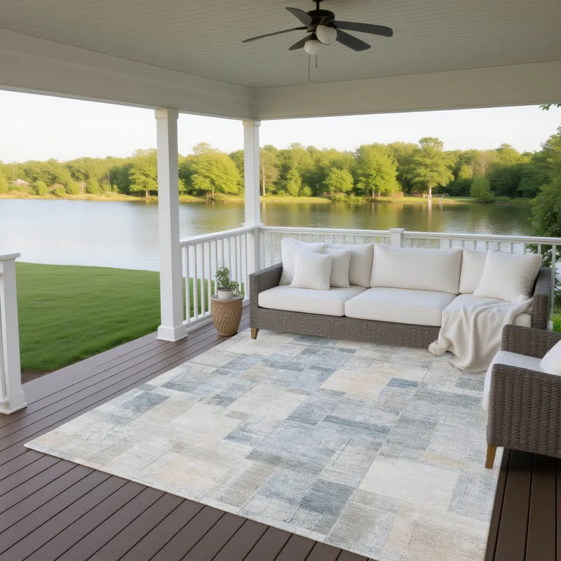 Luxury Washable Indoor/Outdoor Ravenna Denim 2\'6\" x 3\'10\" Rug