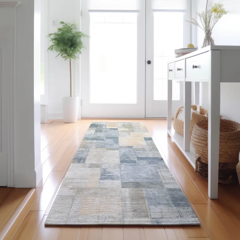 Luxury Washable Indoor/Outdoor Ravenna Denim 2\'3\" x 7\'6\" Runner Rug