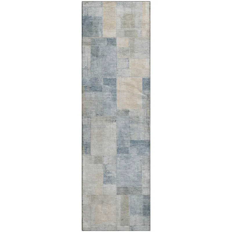 Luxury Washable Indoor/Outdoor Ravenna Denim 2\'3\" x 7\'6\" Runner Rug