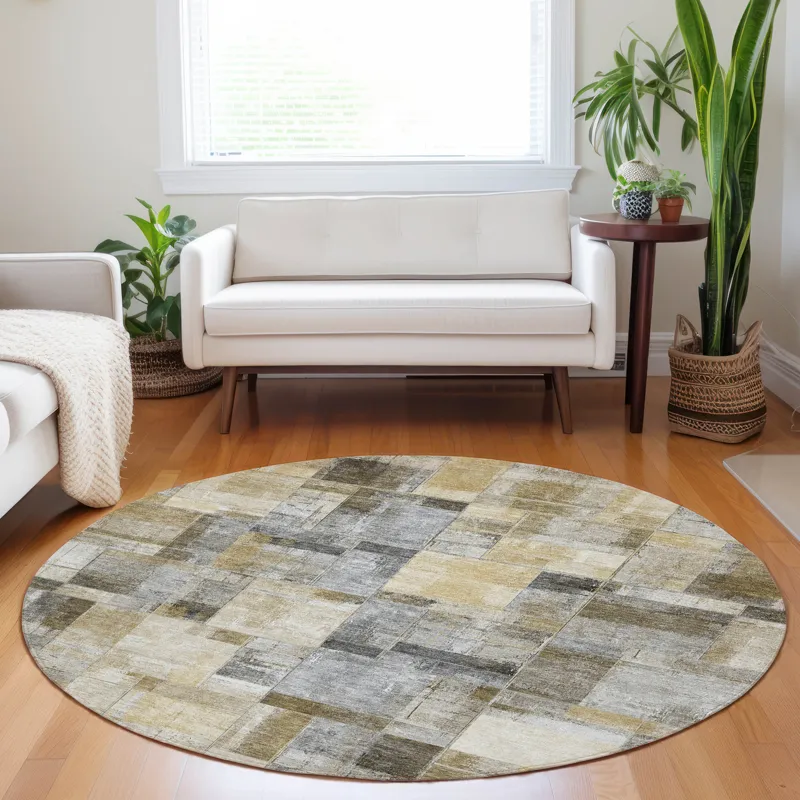 Luxury Washable Indoor/Outdoor Ravenna Granite 8\' x 8\' Round Rug