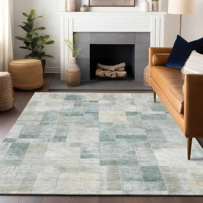 Luxury Washable Indoor/Outdoor Ravenna Seafoam 8\' x 10\' Rug