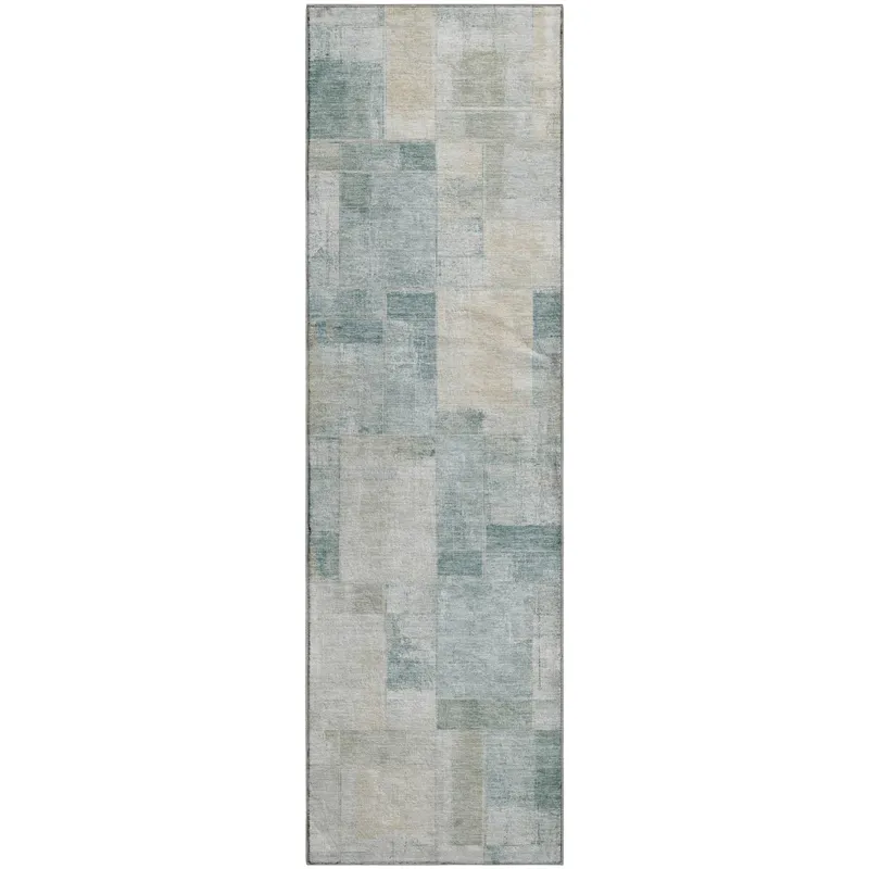 Luxury Washable Indoor/Outdoor Ravenna Seafoam 2\'3\" x 7\'6\" Runner Rug