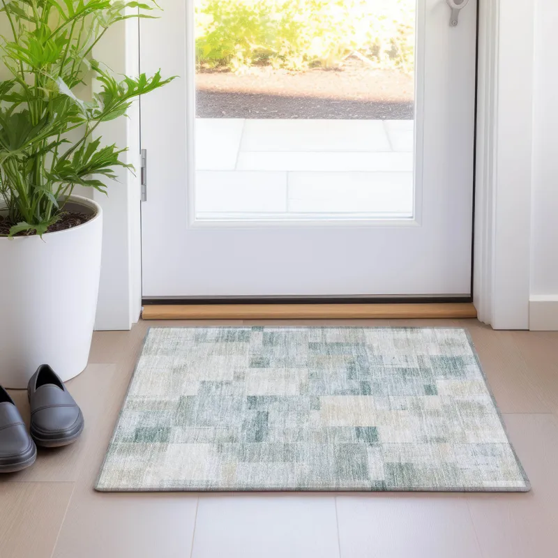 Luxury Washable Indoor/Outdoor Ravenna Seafoam 1\'8\" x 2\'6\" Rug
