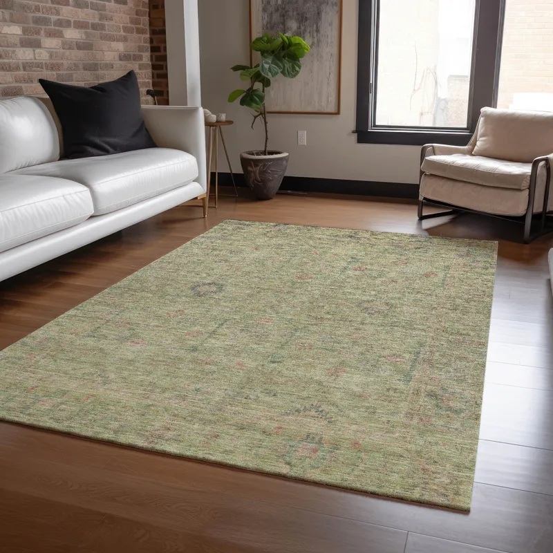 Luxury Washable Indoor/Outdoor Ravenna Aloe 5\' x 7\'6\" Rug