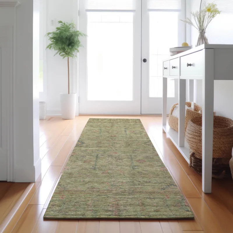 Luxury Washable Indoor/Outdoor Ravenna Aloe 2\'3\" x 7\'6\" Runner Rug