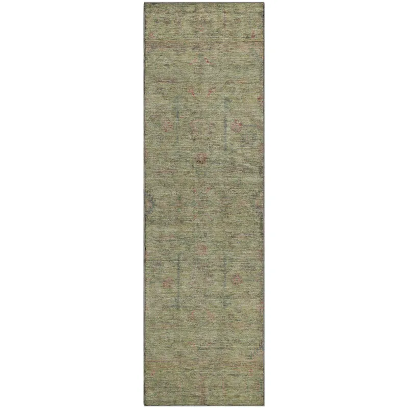 Luxury Washable Indoor/Outdoor Ravenna Aloe 2\'3\" x 7\'6\" Runner Rug