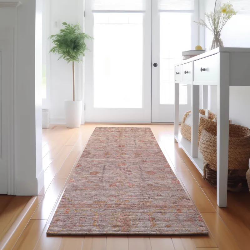 Luxury Washable Indoor/Outdoor Ravenna Coral 2\'3\" x 7\'6\" Runner Rug