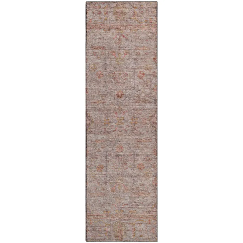 Luxury Washable Indoor/Outdoor Ravenna Coral 2\'3\" x 7\'6\" Runner Rug