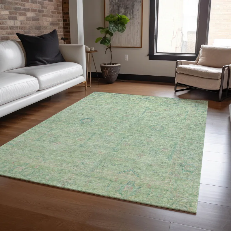 Luxury Washable Indoor/Outdoor Ravenna Seafoam 2\'6\" x 3\'10\" Rug