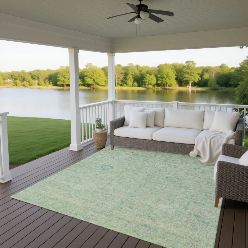 Luxury Washable Indoor/Outdoor Ravenna Seafoam 2\'6\" x 3\'10\" Rug