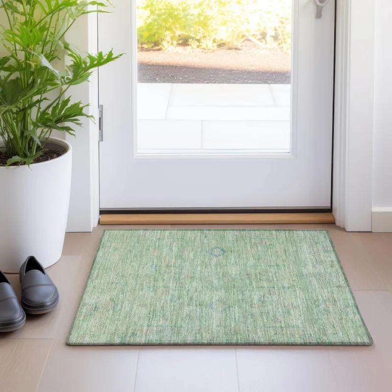 Luxury Washable Indoor/Outdoor Ravenna Seafoam 1\'8\" x 2\'6\" Rug