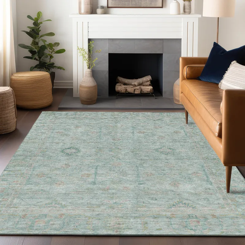 Luxury Washable Indoor/Outdoor Ravenna Sky 3\' x 5\' Rug