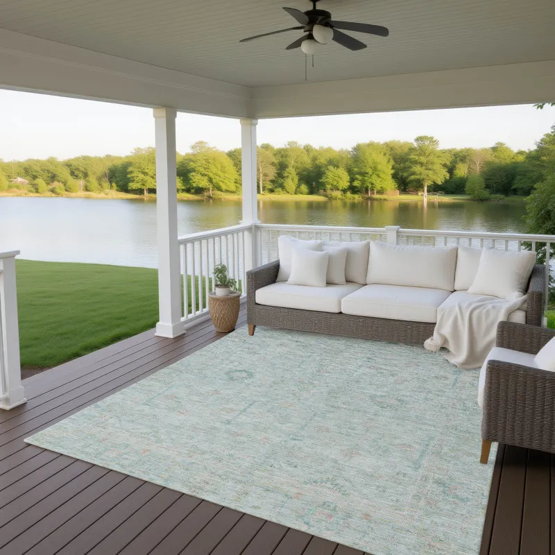 Luxury Washable Indoor/Outdoor Ravenna Sky 3\' x 5\' Rug