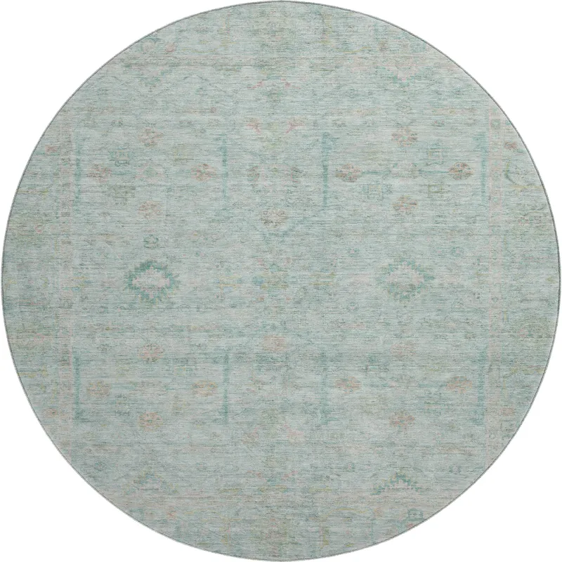 Luxury Washable Indoor/Outdoor Ravenna Sky 8\' x 8\' Round Rug