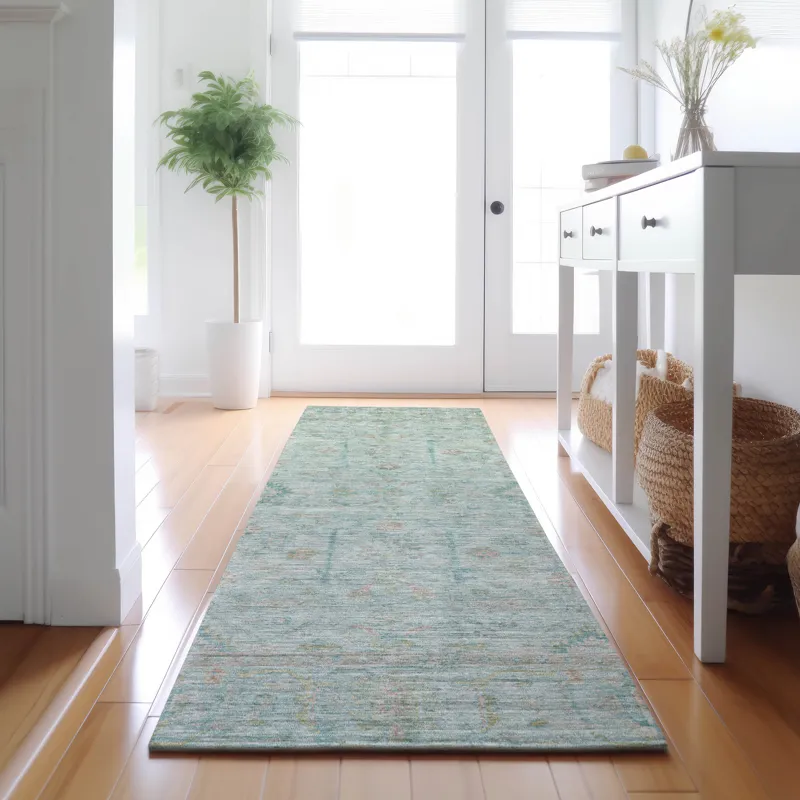 Luxury Washable Indoor/Outdoor Ravenna Sky 2\'3\" x 7\'6\" Runner Rug