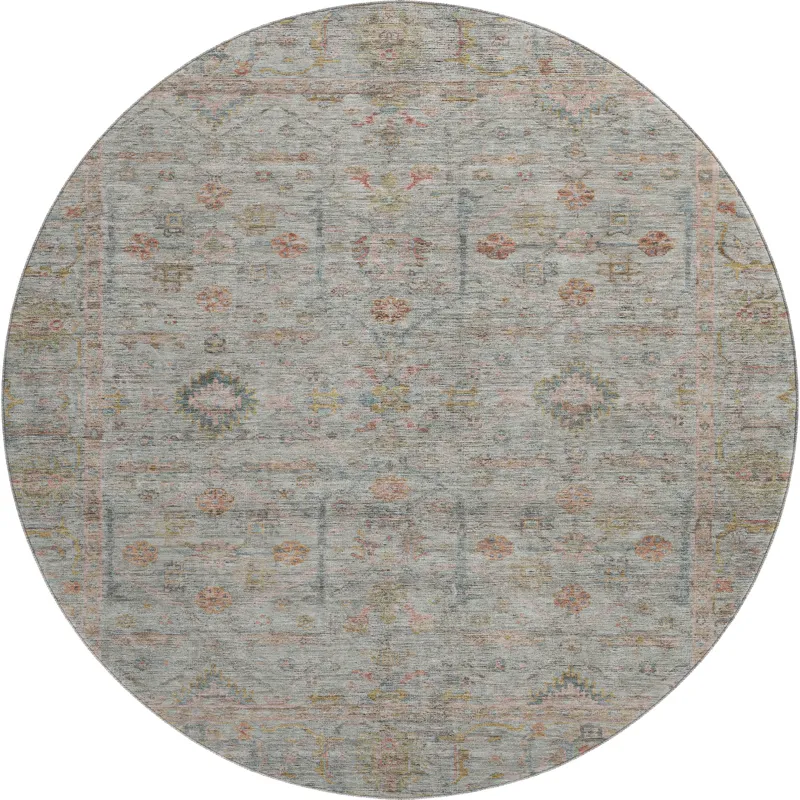 Luxury Washable Indoor/Outdoor Ravenna Taupe 8\' x 8\' Round Rug