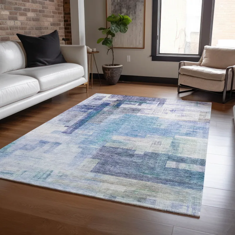 Luxury Washable Indoor/Outdoor Ravenna Blue 9\' x 12\' Rug