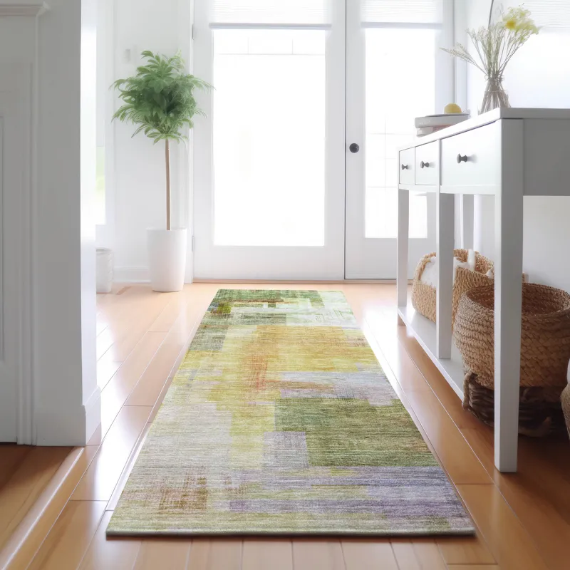 Luxury Washable Indoor/Outdoor Ravenna Green 2\'3\" x 7\'6\" Runner Rug
