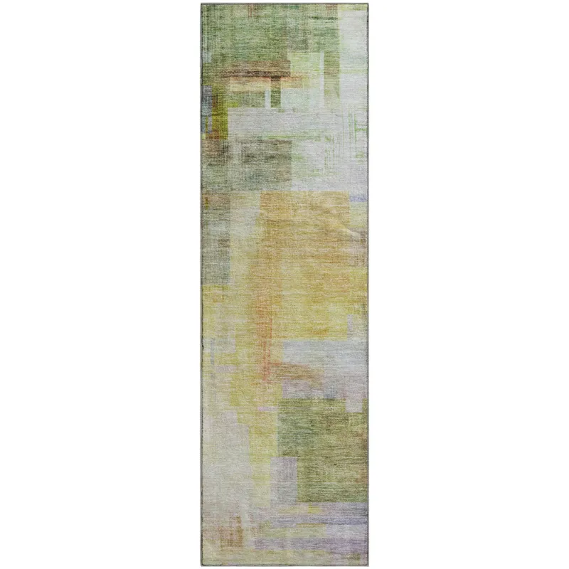 Luxury Washable Indoor/Outdoor Ravenna Green 2\'3\" x 7\'6\" Runner Rug