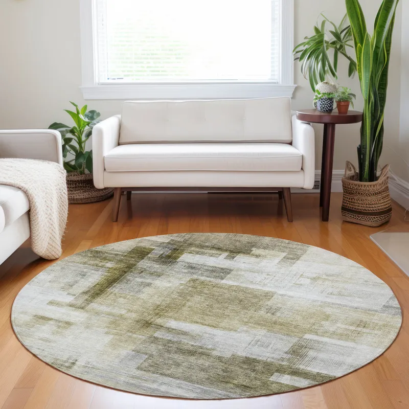 Luxury Washable Indoor/Outdoor Ravenna Taupe 8\' x 8\' Round Rug