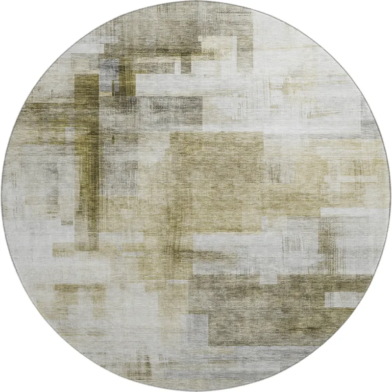 Luxury Washable Indoor/Outdoor Ravenna Taupe 8\' x 8\' Round Rug