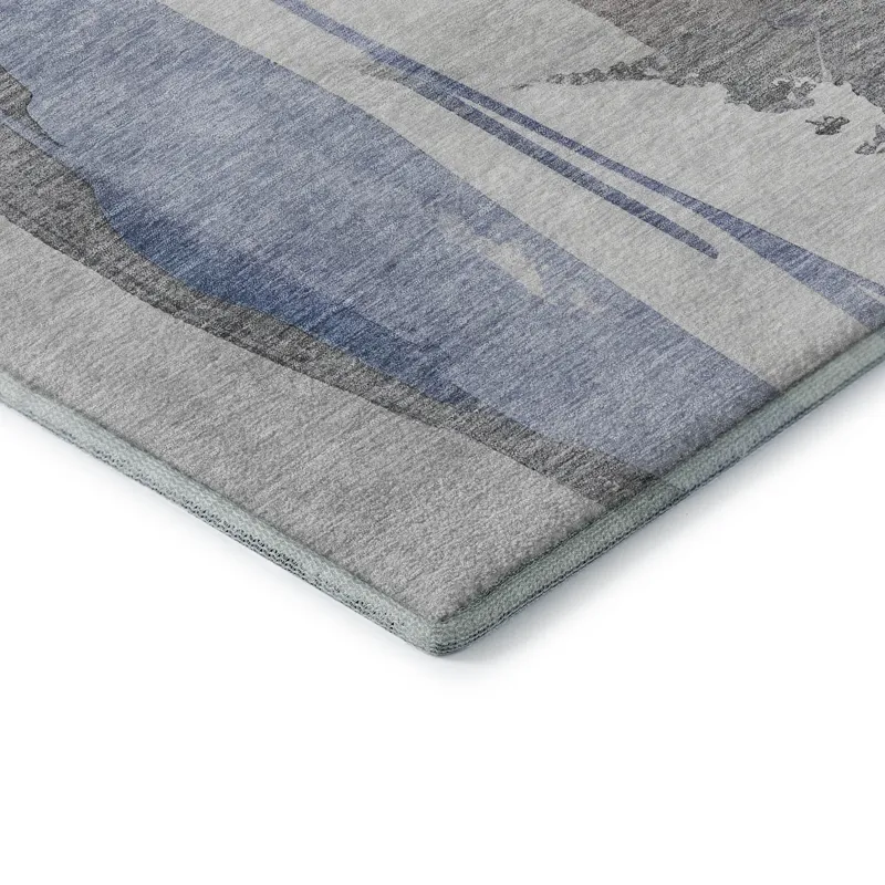 Luxury Washable Indoor/Outdoor Ravenna Denim 2\'3\" x 7\'6\" Runner Rug