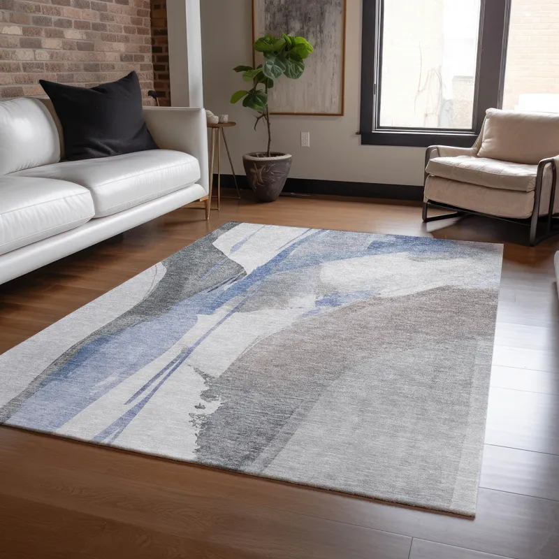 Luxury Washable Indoor/Outdoor Ravenna Denim 3\' x 5\' Rug